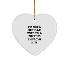 Funny Heart Ornaments Gifts for Wife from Husband, Christmas Unique Wife Heart Gift, Wife Heart Ornament Funny Quote - Image 1