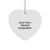 Gifts from Friends for Sonographer - 'Smart Sexy Talented' Heart Ornament, Unique Christmas Unique Gifts for Women, Funny Quote - Image 1
