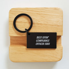 Funny Compliance Officer Gifts from Friends - Best Effin' Compliance Officer Ever Keychain for Graduation - Image 2