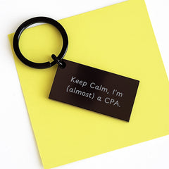 Funny CPA Keychain, Gifts from Friends for CPA Exams Success, Keep Calm I'm (almost) A CPA Keychain Gift, Birthday Unique Gifts for Men Women - Image 3