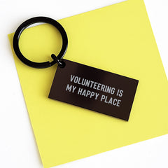 Inspiring Volunteer Gifts from Friends for Birthday Keychain - Volunteering Is My Happy Place, Funny Quote Keychain - Black Stainless Steel Keychain - Image 3