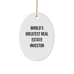 Funny Real Estate Investor Gifts from Christmas Unique Gifts for Men, Oval Ornament, World's Greatest Real Estate Investor - Image 1