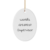 Funny World's Greatest Supervisor Gifts from Friends for Men Oval Christmas Ornament - Image 1