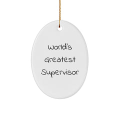 Funny World's Greatest Supervisor Gifts from Friends for Men Oval Christmas Ornament - Image 1