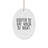 Auditor Gifts for Men - Oval Ornament Funny Quote 'Auditor By Day. Ninja By Night.' for Christmas - Image 1