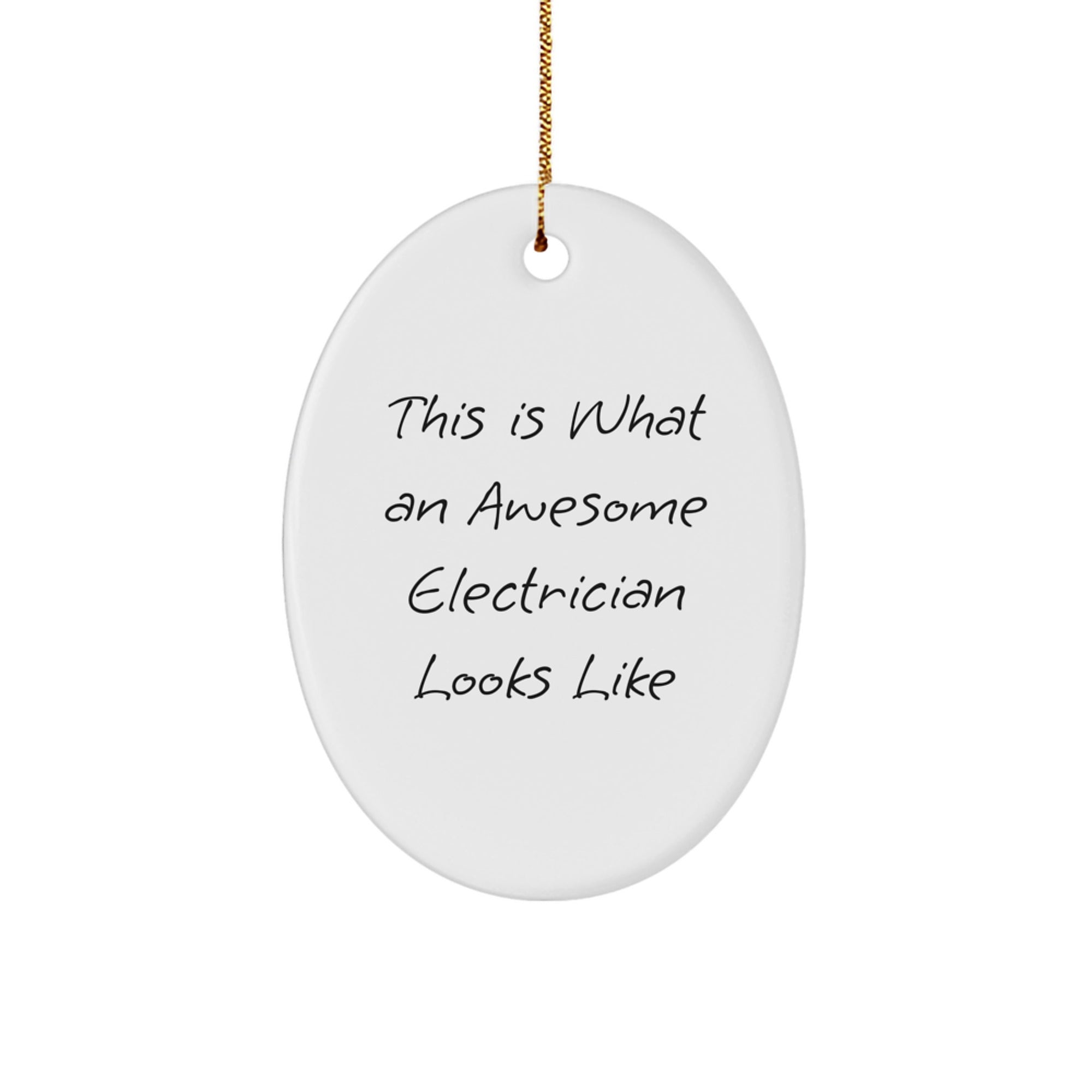 Funny Electrician Gifts from Friends, Christmas Oval Ornament for Electrician, 'This Is What An Awesome Electrician Looks Like' Quote Electrician-Shaped Decor - Image 1