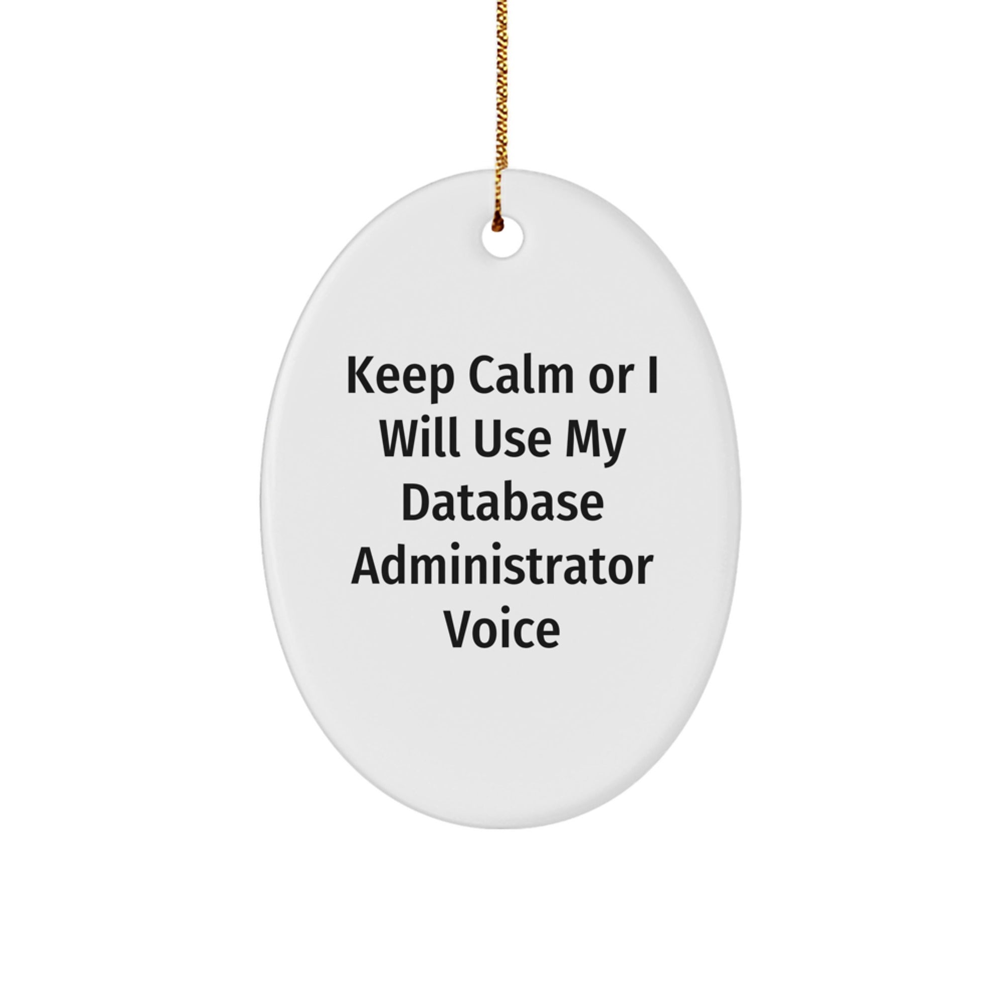 Funny Database Administrator Gifts for Men, Oval Ornaments Keep Calm Or I Will Use My Database Administrator Voice, Christmas Unique Gifts from Friends - Image 1