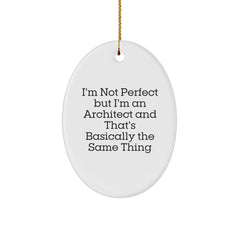 Funny Architect Gifts, 'I'm Not Perfect', Oval Ornament, Christmas Decor, Gifts from Friends, for Architect - Image 1