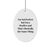 Funny Drafter Gifts from Men to Friends - I'm Not Perfect Oval Ornament, Christmas Unique Presents for Drafter Enthusiasts, Oval Shaped Decorations - Image 1