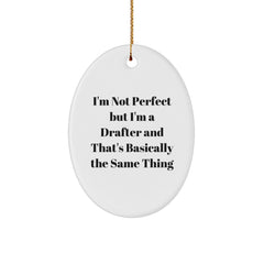 Funny Drafter Gifts from Men to Friends - I'm Not Perfect Oval Ornament, Christmas Unique Presents for Drafter Enthusiasts, Oval Shaped Decorations - Image 1