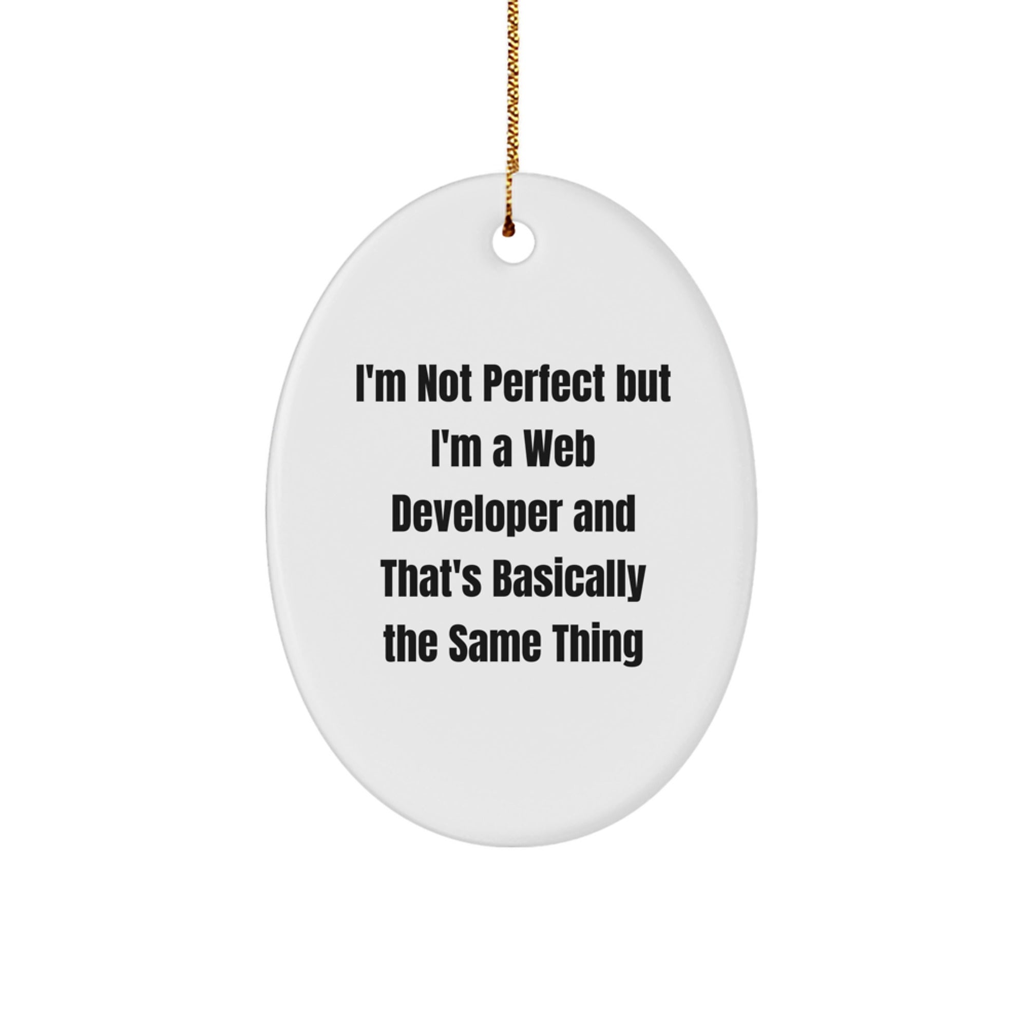Funny Web Developer Gifts for Christmas - 'I'm Not Perfect' Oval Ornament from Friends - Image 1