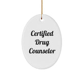 Drug Counselor Gifts from Friends, Inspirational Certified Drug Counselor Oval Ornament for Christmas, 'Certified to Change Lives' Quote - Image 1