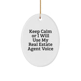 Funny Real Estate Agent Oval Ornament Gifts from Men to Keep Calm Christmas Decor - Image 1