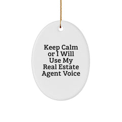 Funny Real Estate Agent Oval Ornament Gifts from Men to Keep Calm Christmas Decor - Image 1