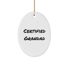 Funny Grandad Oval Ornament Gifts from Men - 'Certified Grandad' Quote, Unique Christmas Memorable Present for Grandad - Image 1
