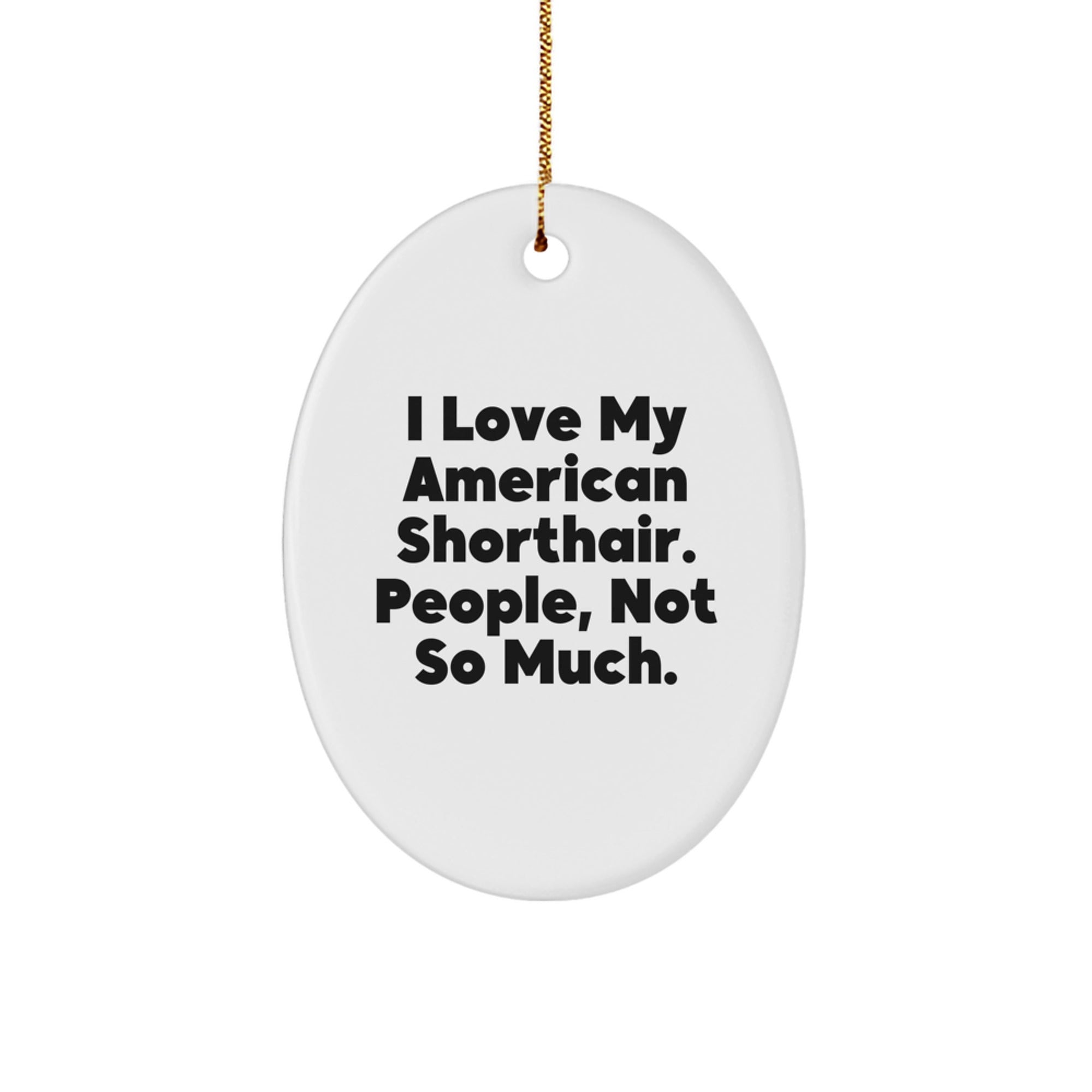 I Love My American Shorthair Cat, Funny Oval Ornament Gifts from Men to Friends, American Shorthair Cat Christmas Unique Gifts - Image 1