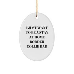 Funny Border Collie Dad Gifts from Friends for Men - I Just Want To Be A Stay At Home Border Collie Dad Oval Ornament - Image 1
