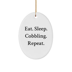 Cobbling Gifts from Friends - Eat. Sleep. Cobbling. Repeat. Oval Ornament, Christmas Unique Gifts - Image 1