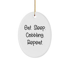 Cobbling Gifts for Men, Funny Oval Ornament, Eat. Sleep. Cobbling. Repeat. Christmas Decorations from Family - Image 1