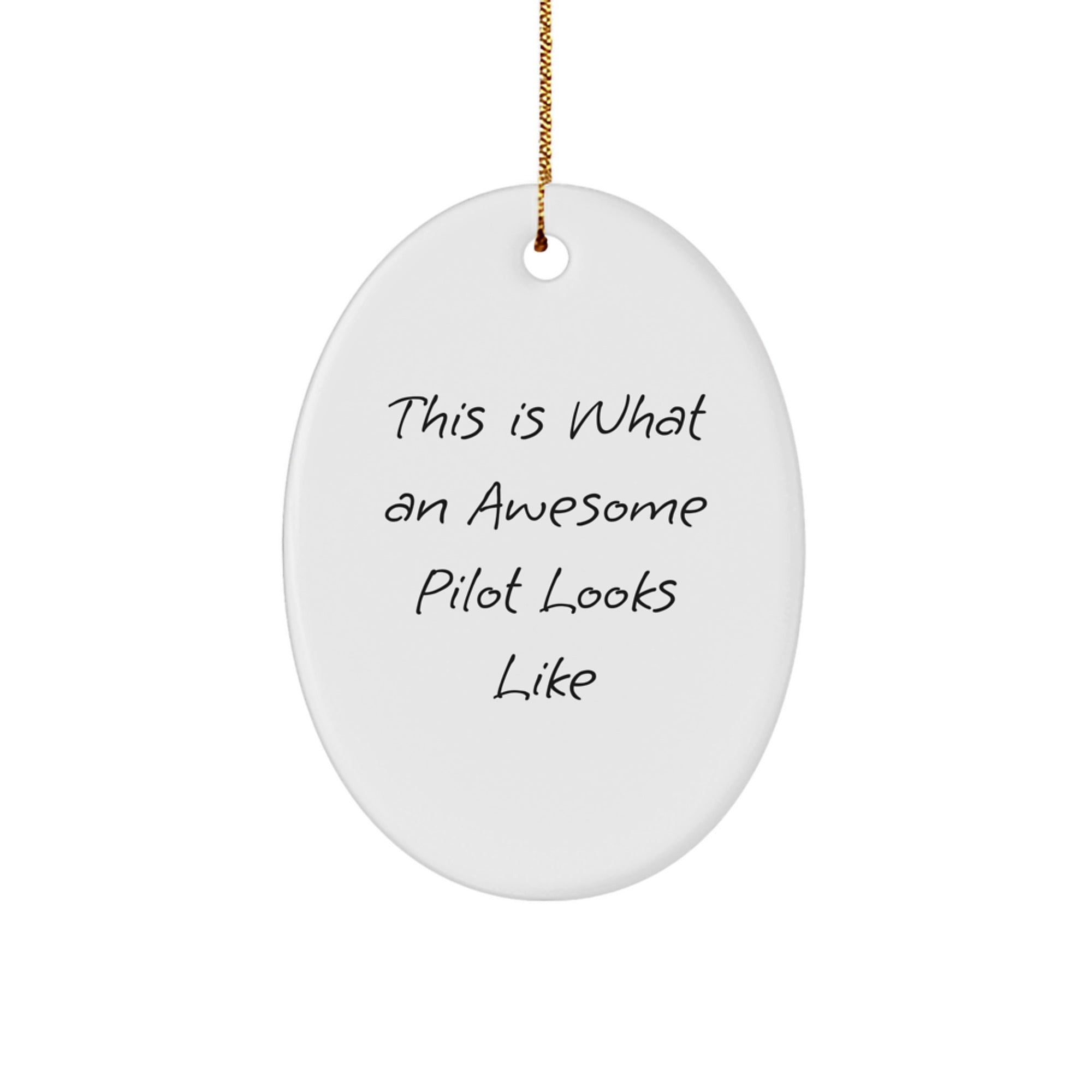 Funny Pilot Gifts from Friends for Christmas - Oval Ornament with Quote 'This Is What An Awesome Pilot Looks Like' - Image 1