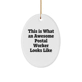 Funny Postal Worker Gifts from Men to Family, Inspirational Oval Ornament for Postal Worker, Christmas Unique Gifts for Coworkers - Image 1