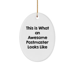 Funny Postmaster Gifts - This Is What An Awesome Postmaster Looks Like - Oval Ornament for Men, Women, or Friends - White, Oval Shaped, Christmas Unique Gifts from Friends, Family, or Coworkers - Image 1
