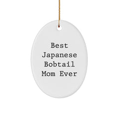 Funny Japanese Bobtail Cat Oval Ornament Gifts from Mom, Best Japanese Bobtail Mom Ever, Christmas Unique Gifts for Japanese Bobtail Cat Lovers - Image 1