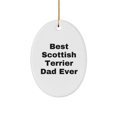 Funny Scottish Terrier Dog Gifts for Men, Best Scottish Terrier Dad Ever Oval Ornament, Christmas Unique Presents for Family and Friends from Dad - Image 1