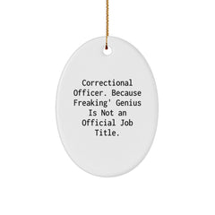 Funny Correctional Officer Gifts from Friends, Christmas Unique Gifts for Correctional Officer, Oval Ornament Correctional Officer Quote - Image 1