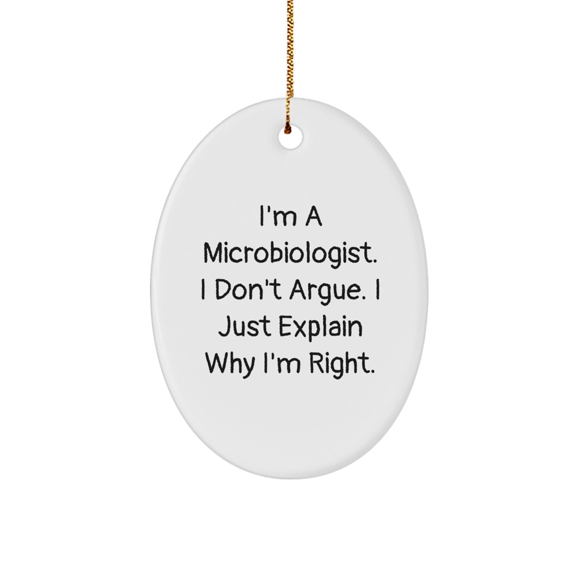 Funny Microbiologist Oval Ornament Gifts from Family for Men, Unique Christmas Memorable Present Idea for Scientists - Image 1