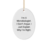 Funny Microbiologist Oval Ornament Gifts from Family for Men, Unique Christmas Memorable Present Idea for Scientists - Image 1