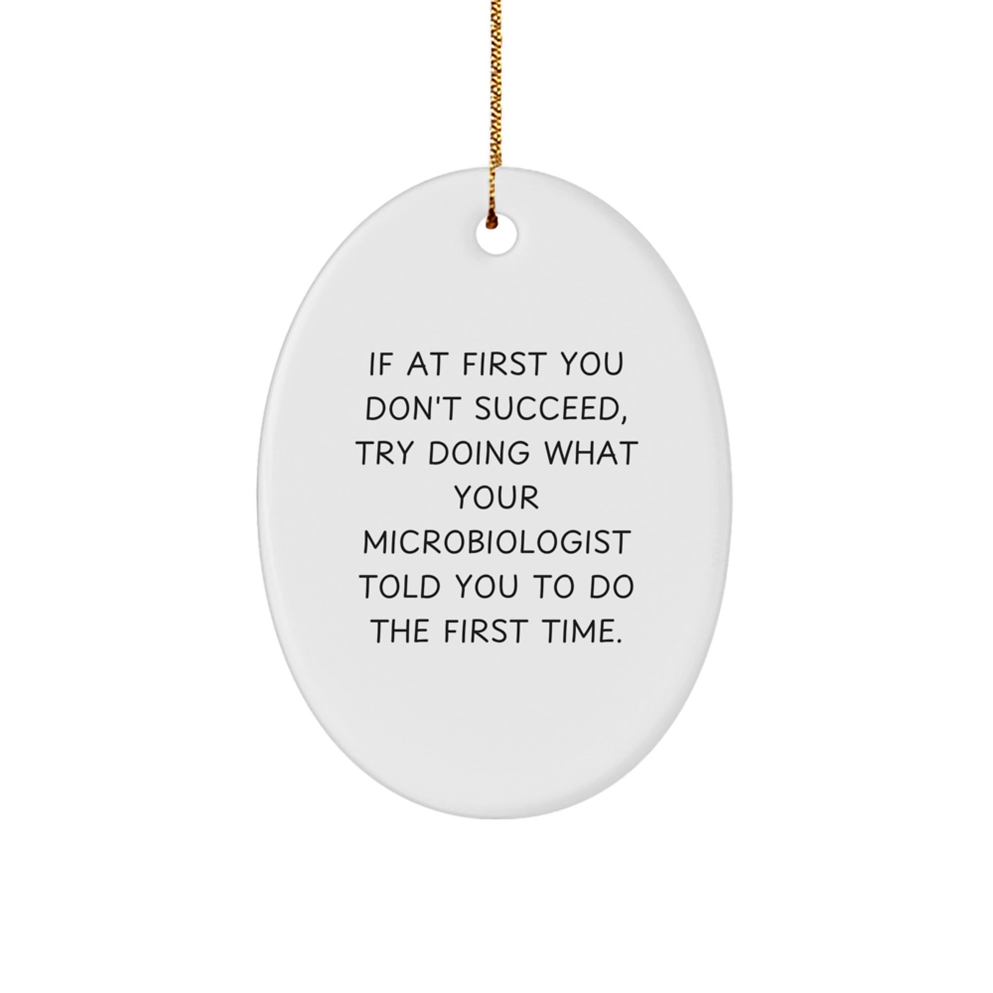 Funny Microbiologist Gifts from Friends to Family - Oval Ornament with 'If At First You Don't Succeed...' Quote, Christmas Unique Gifts - Image 1