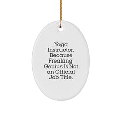Yoga Instructor Gifts from Friends, 'Yoga Instructor. Because Freaking genius Is Not An Official Job Title.' Oval Ornament for Christmas - Image 1