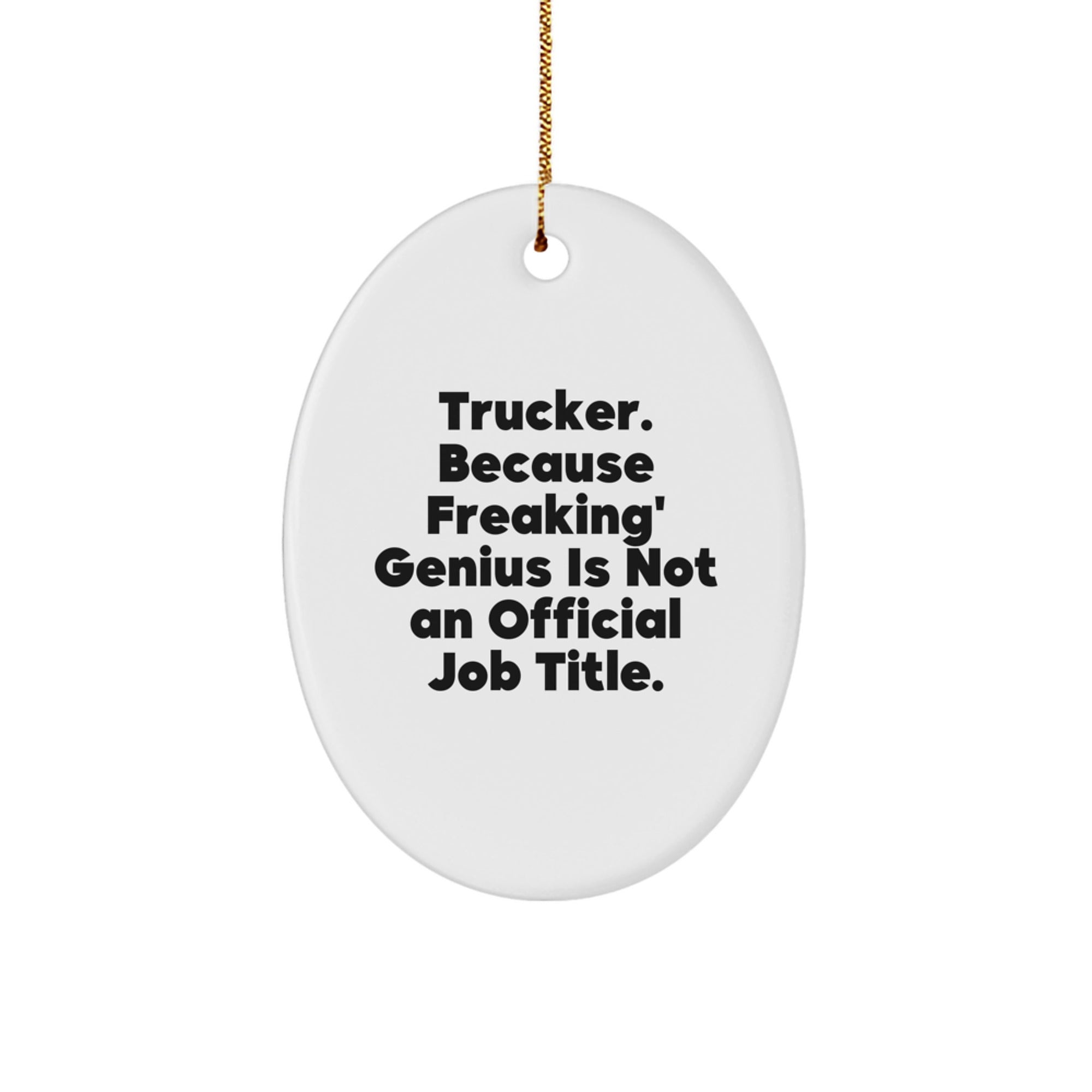 Funny Trucker Gifts for Men, Oval Ornament - Gifts from Friends, Family, Coworkers to Trucker, Unique Christmas Decorations - Image 1