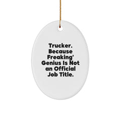 Funny Trucker Gifts for Men, Oval Ornament - Gifts from Friends, Family, Coworkers to Trucker, Unique Christmas Decorations - Image 1