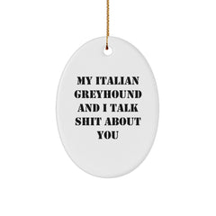 Italian Greyhound Dog Oval Ornament Funny Quote Gifts for Men Friends Family Christmas - Image 1