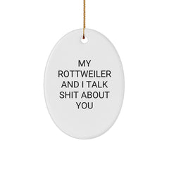 Funny Rottweiler Dog Oval Ornament, Gifts from Men to Family, Christmas Unique Gifts for Rottweiler Dog Lovers - Image 1