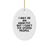 Funny Analyst Oval Ornament Gifts for Men from Coworkers, Oval Shaped White Christmas Unique Gifts - Image 1