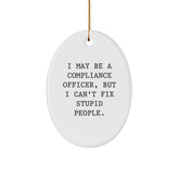 Funny Compliance Officer Gifts from Friends for Men Oval Ornament I May Be A Compliance Officer But I Cant Fix Stupid People Christmas Unique - Image 1