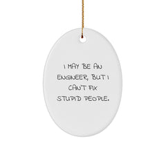 Funny Engineer Oval Ornament Gifts for Engineer Friends - 'I May Be An Engineer, But I Can't Fix Stupid People' Christmas Unique Gifts from Family, Coworkers to Friends - Image 1