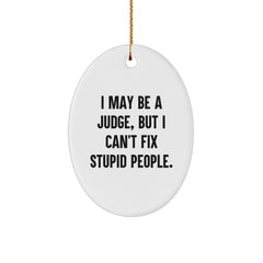Fun Judge Gifts from Family and Friends - I May Be A Judge, But I Can't Fix Stupid People. Oval Ornament for Christmas Unique Presents - Image 1