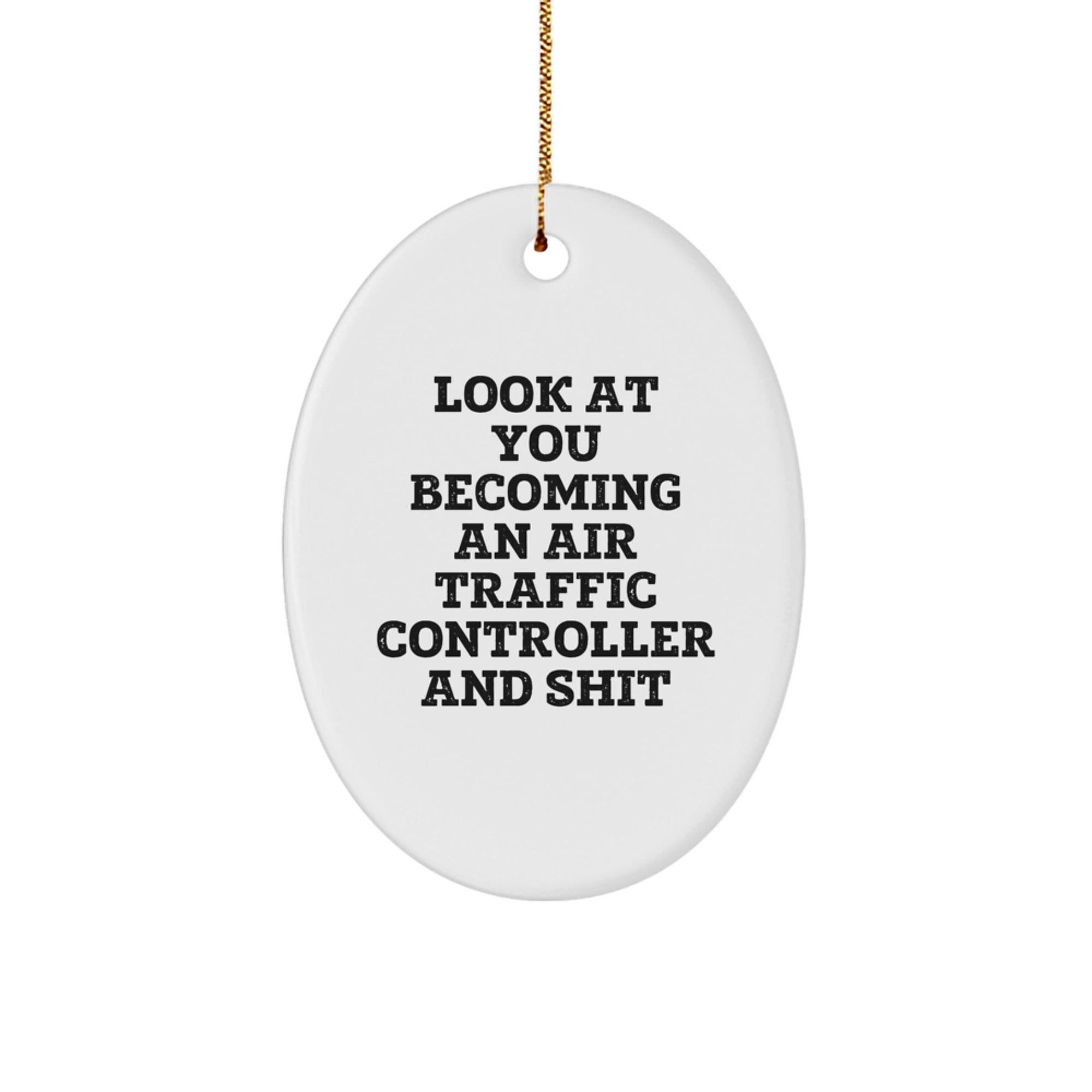 Funny Air Traffic Controller Oval Ornament Gifts from Friends and Family for Christmas Unique Presents - Image 1