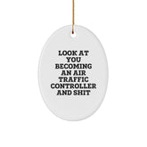 Funny Air Traffic Controller Oval Ornament Gifts from Friends and Family for Christmas Unique Presents - Image 1