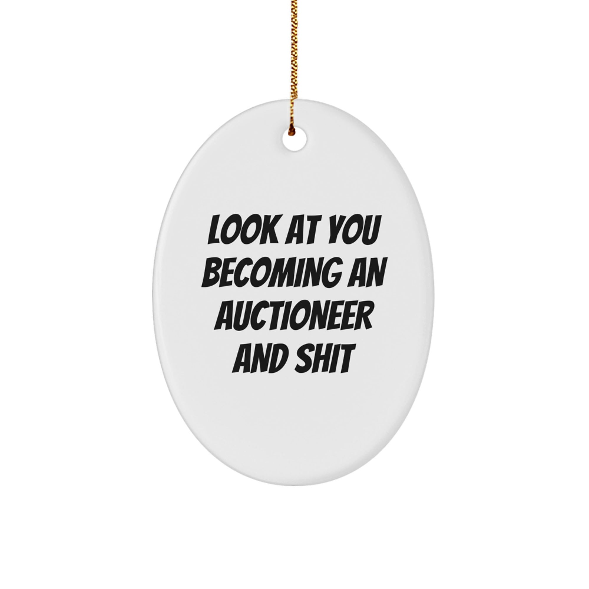Funny Gift for Auctioneer, Oval Ornament from Friends for Auctioneer, Auctioneer Christmas Unique Gifts - Image 1