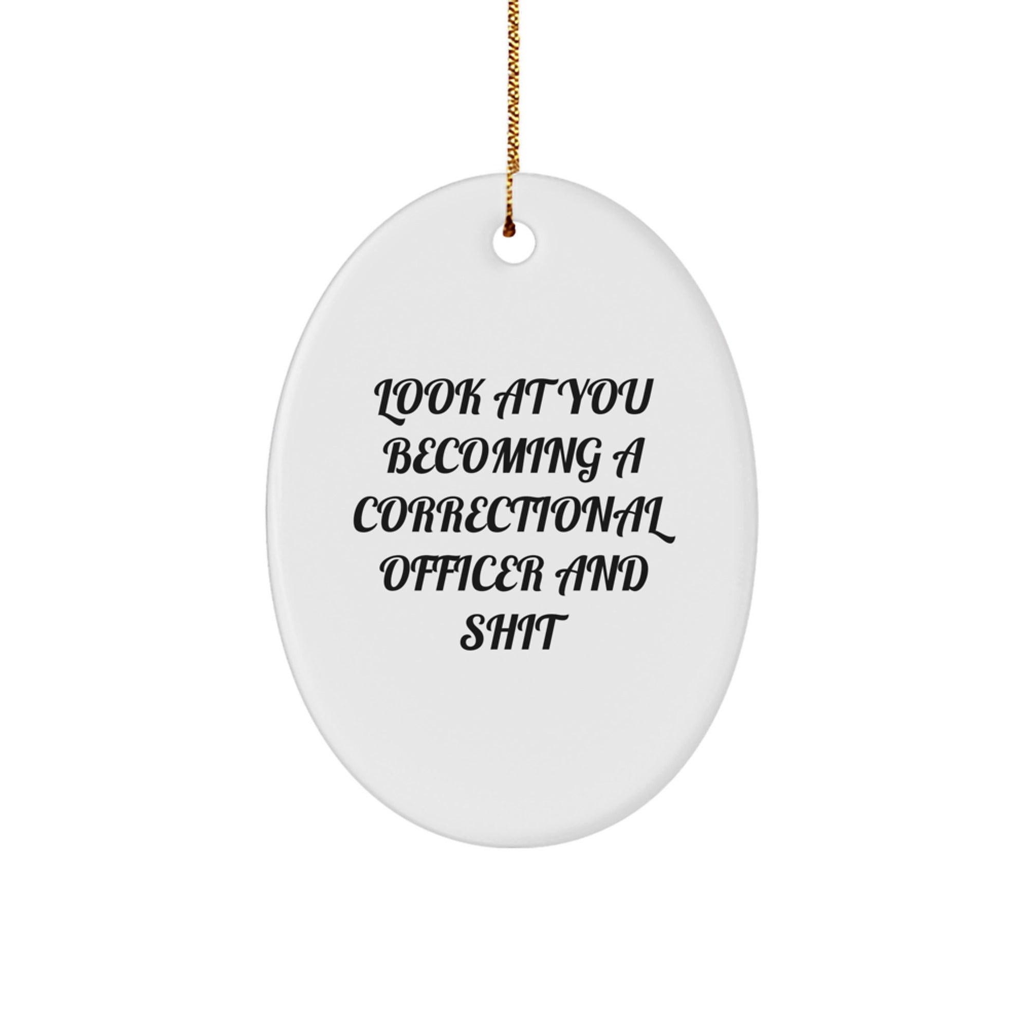 Funny Correctional Officer Gifts from Men for Friends - Oval Ornament - Look At You Becoming A Correctional Officer And Shit, Christmas Unique Items - Image 1