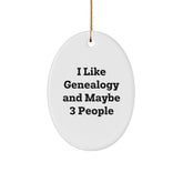 Funny Genealogy Gifts for Genealogy Enthusiasts I Like Genealogy And Maybe 3 People Oval Ornament for Christmas Unique Gifts from Family - Image 1