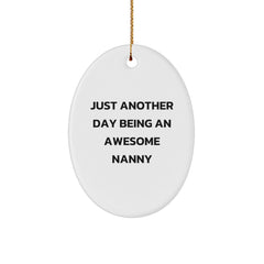 Funny Nanny Gifts from Family for Nanny at Christmas Time - Oval Ornament - Image 1