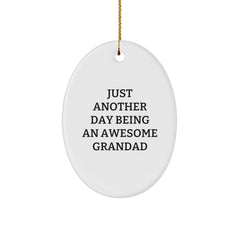 Funny Grandad Gifts Oval Ornament 'Just Another Day Being An Awesome Grandad' for Men Christmas Unique Presents from Family - Image 1