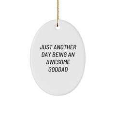 Funny Goddad Gifts, Oval Ornament, Just Another Day Being an Awesome Dad, Gifts for Dads, Christmas Unique Gifts from Family - Image 1