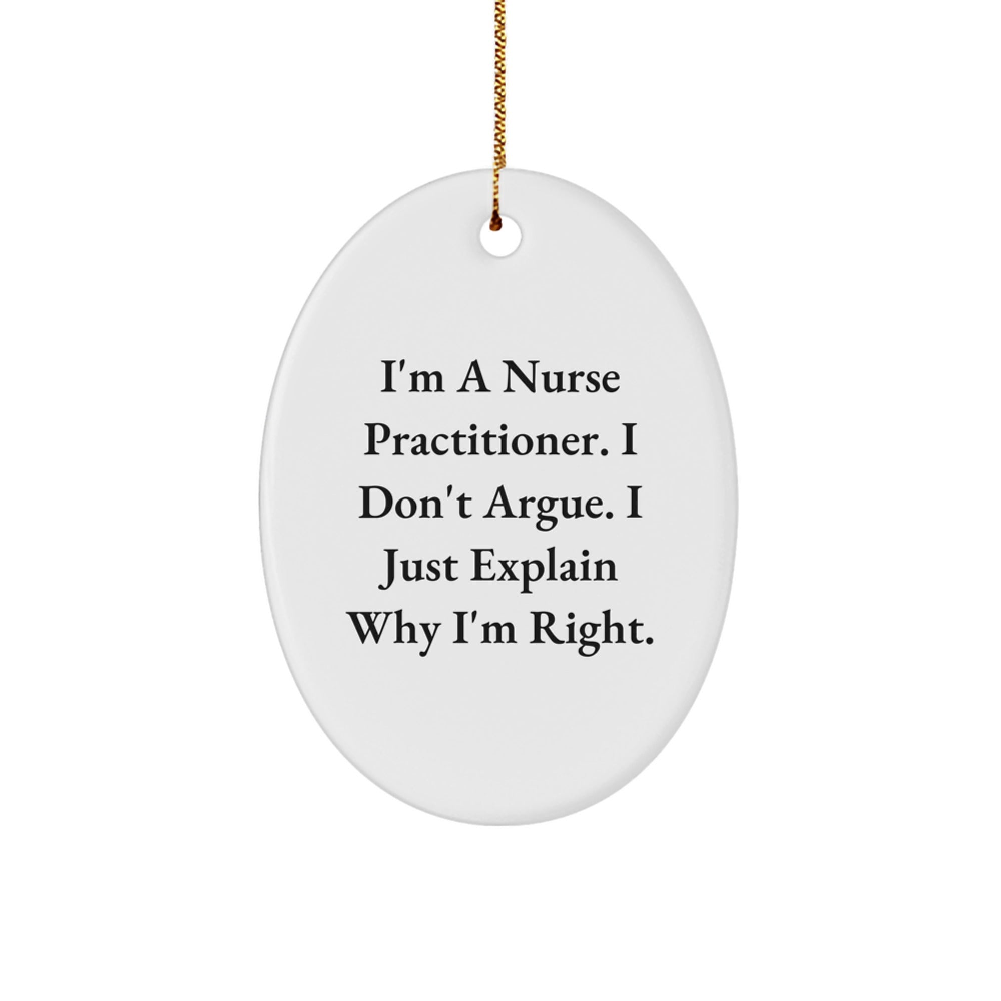 Nurse Practitioner Christmas Unique Gifts from Friends, Funny Oval Ornament, Gift for Men Women Family - Image 1